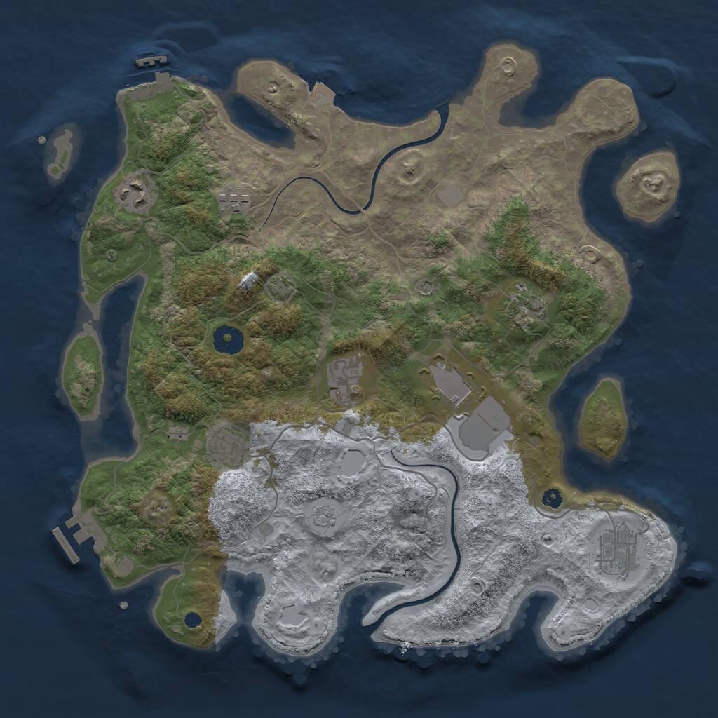 Rust Map: Procedural Map, Size: 3600, Seed: 71288471, 13 Monuments