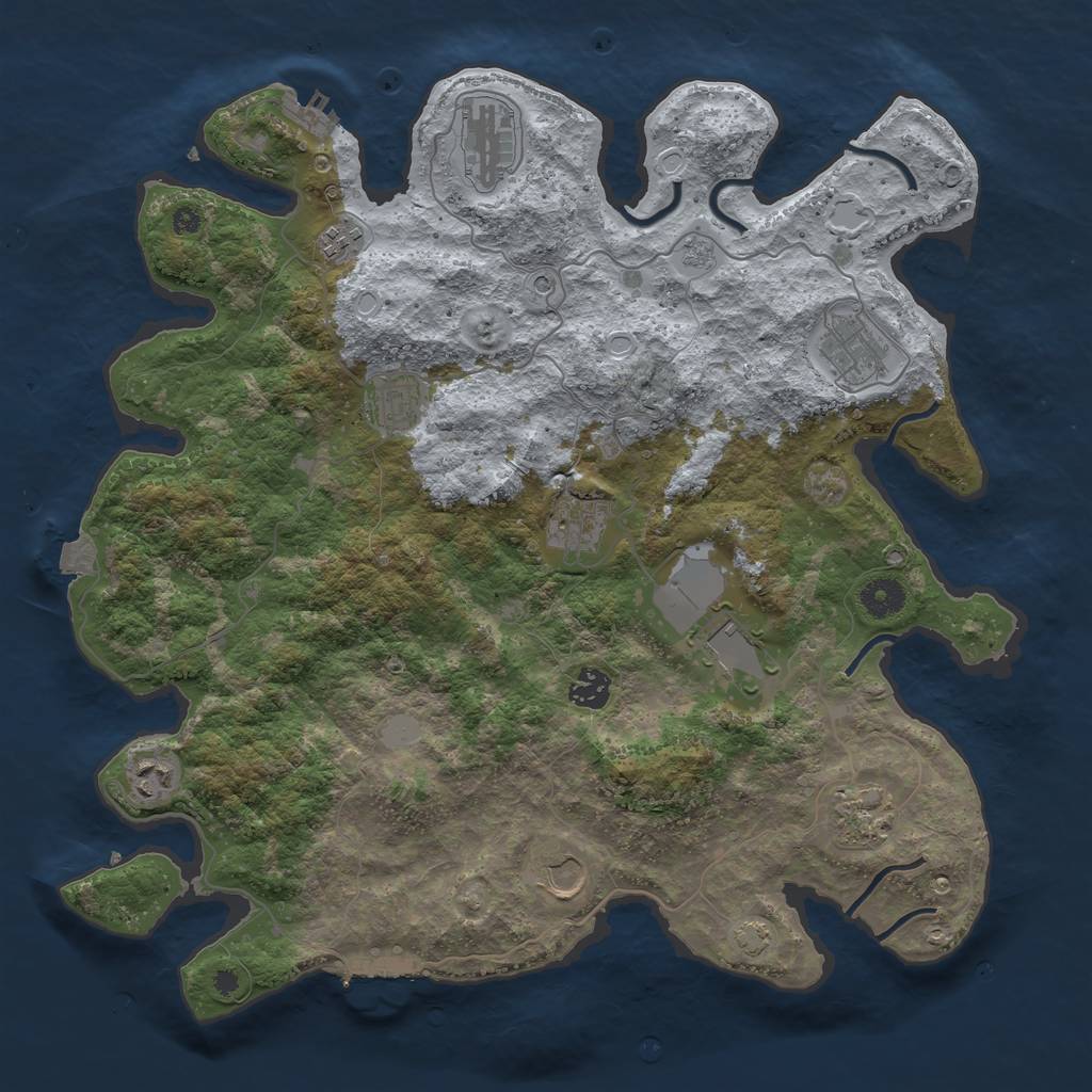 Rust Map: Procedural Map, Size: 3950, Seed: 95277850, 18 Monuments
