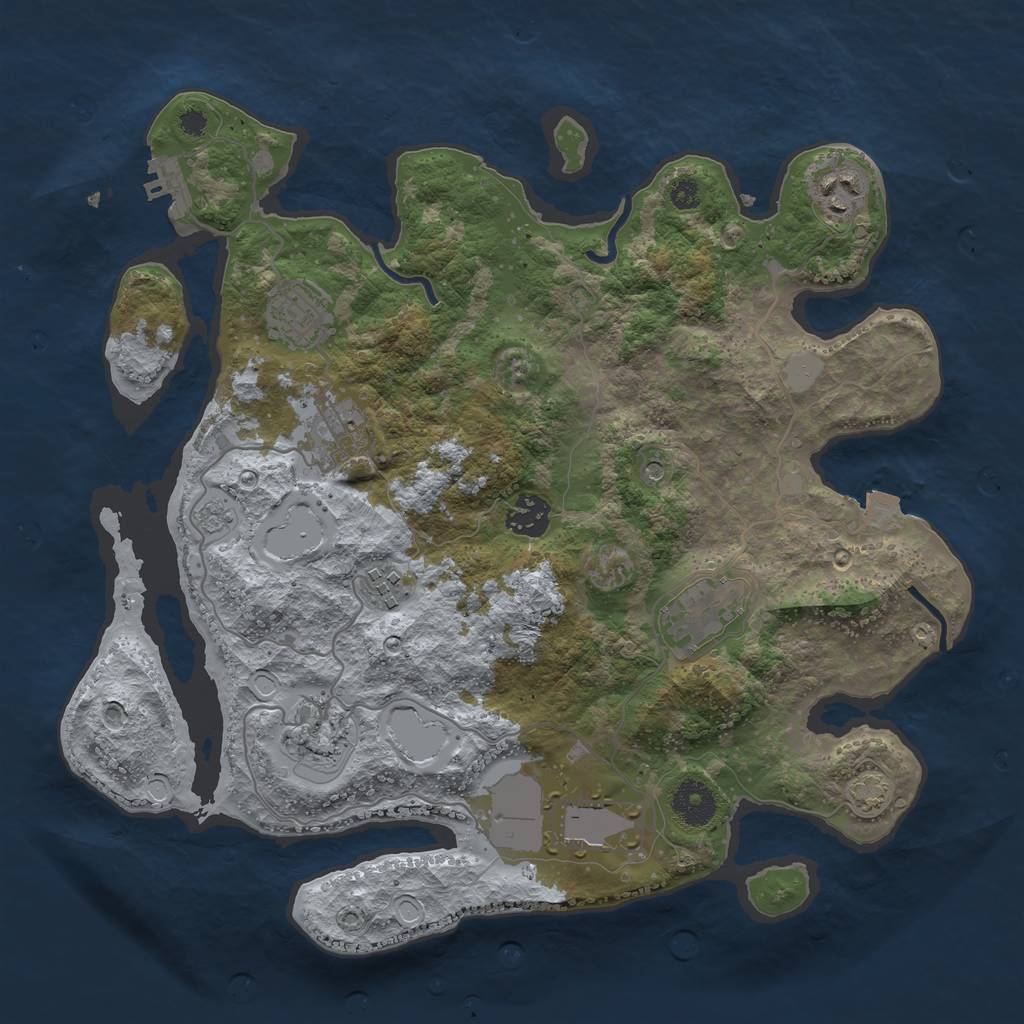 Rust Map: Procedural Map, Size: 3500, Seed: 1544201705, 15 Monuments