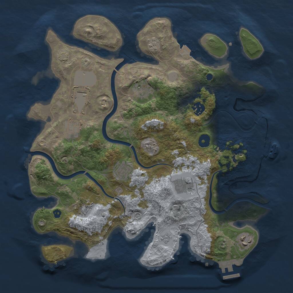 Rust Map: Procedural Map, Size: 3500, Seed: 427059, 15 Monuments