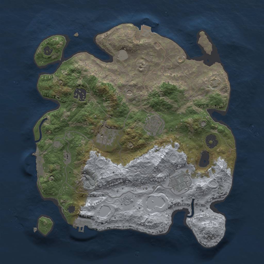Rust Map: Procedural Map, Size: 3000, Seed: 376452666, 12 Monuments