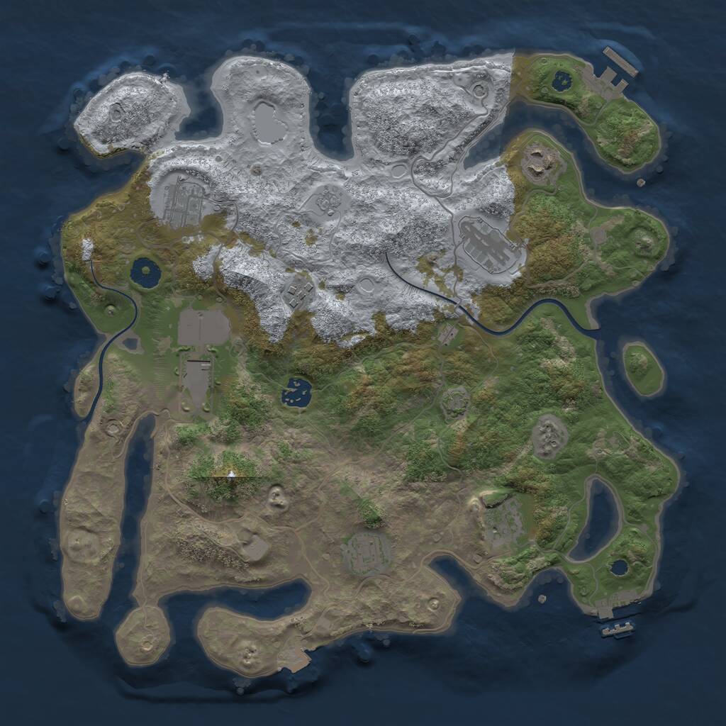 Rust Map: Procedural Map, Size: 3650, Seed: 58144806, 14 Monuments