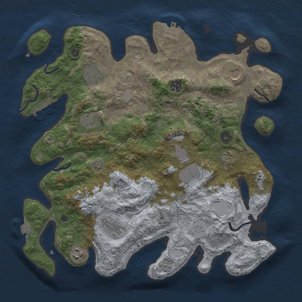 Rust Map: Procedural Map, Size: 3750, Seed: 34636146, 17 Monuments
