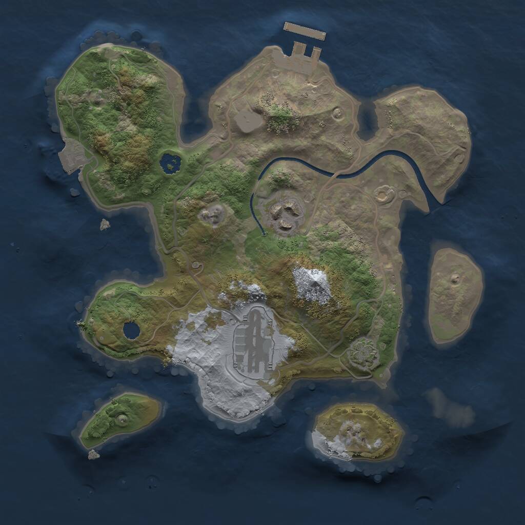 Rust Map: Procedural Map, Size: 2500, Seed: 98576, 5 Monuments