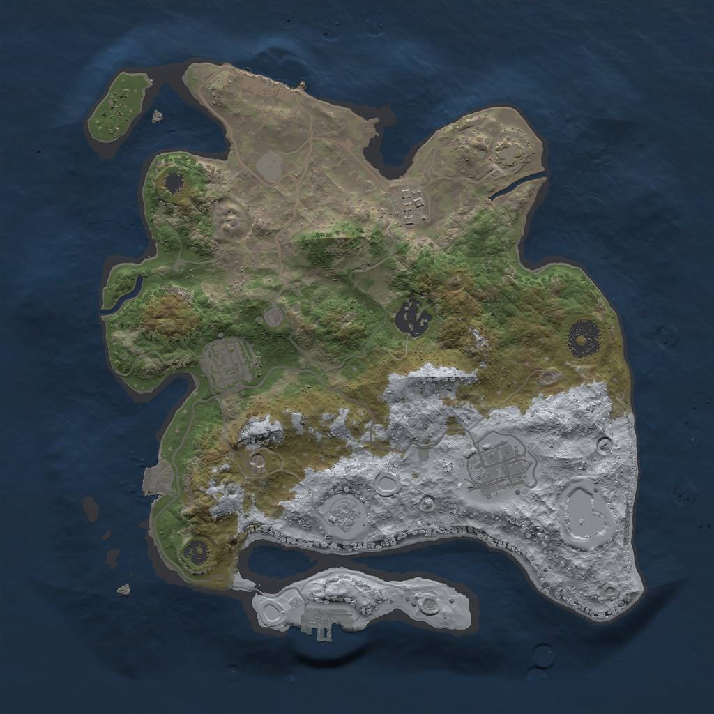 Rust Map: Procedural Map, Size: 3000, Seed: 1254479909, 12 Monuments