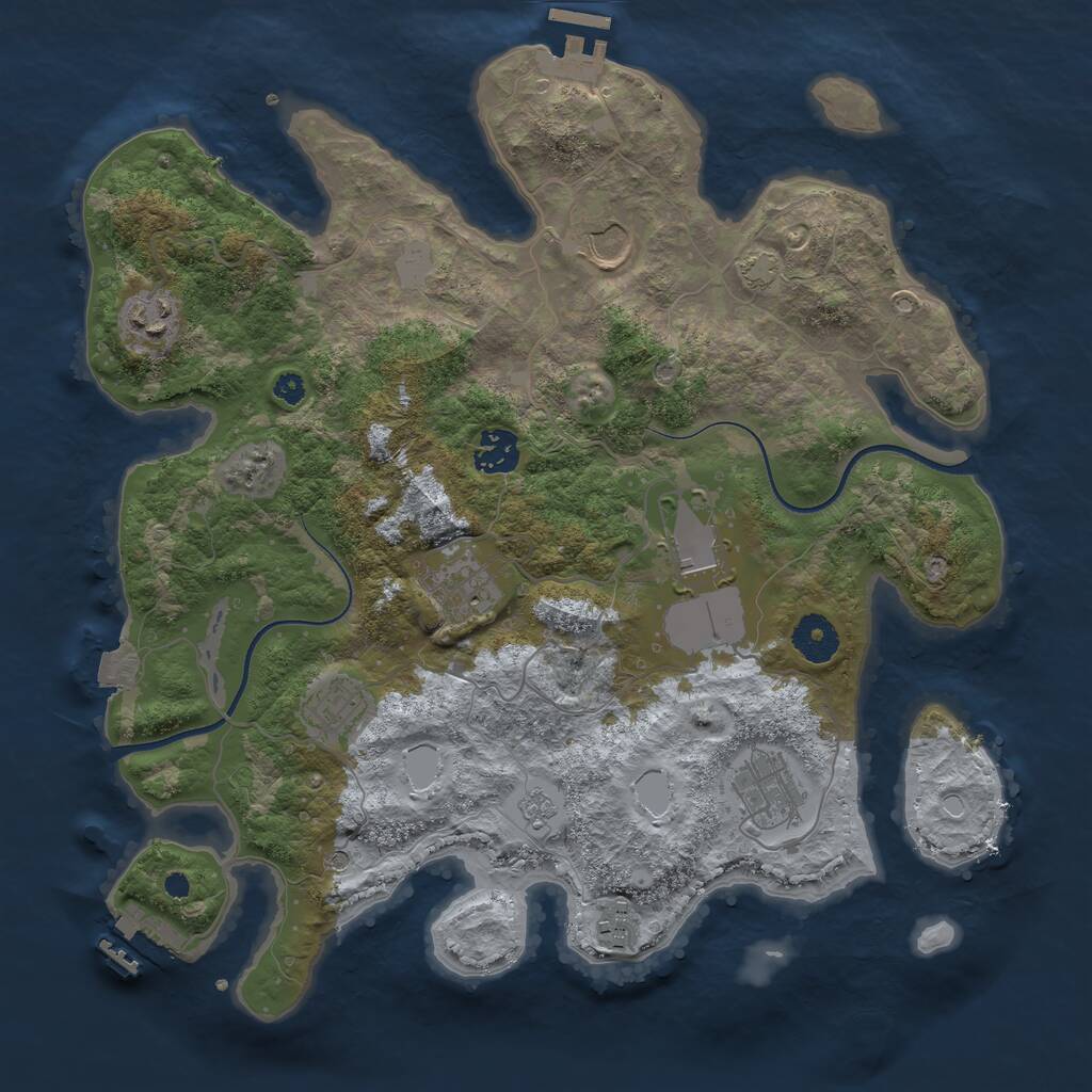 Rust Map: Procedural Map, Size: 3550, Seed: 61189368, 14 Monuments