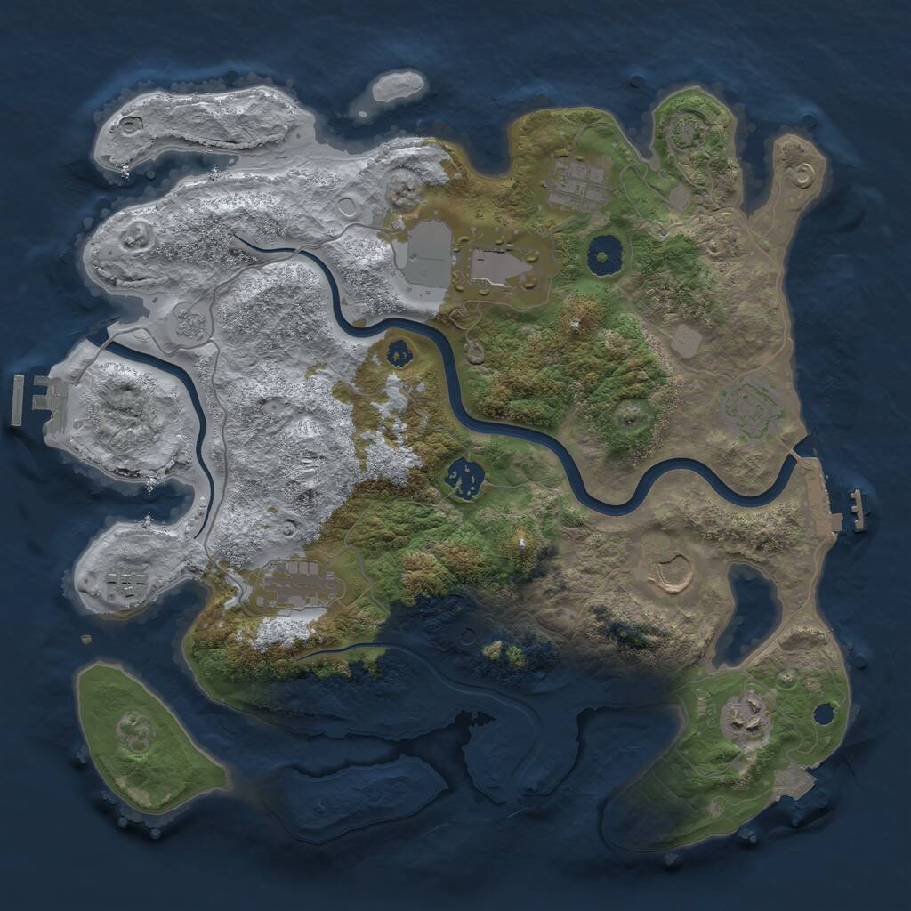 Rust Map: Procedural Map, Size: 3550, Seed: 5290824, 14 Monuments