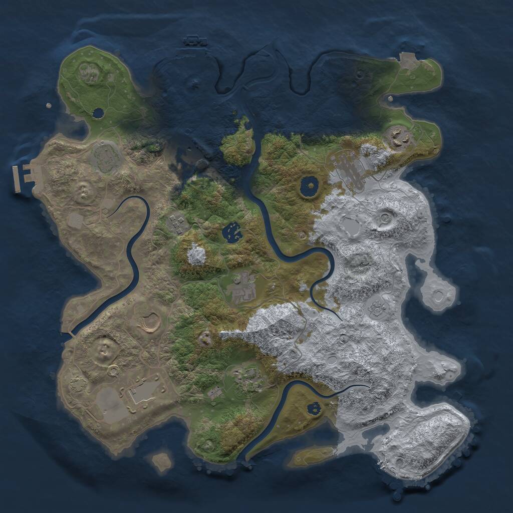 Rust Map: Procedural Map, Size: 3850, Seed: 86010459, 16 Monuments