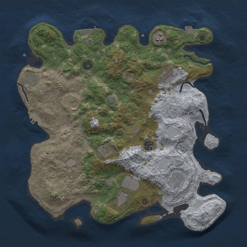Rust Map: Procedural Map, Size: 3850, Seed: 86010459, 17 Monuments