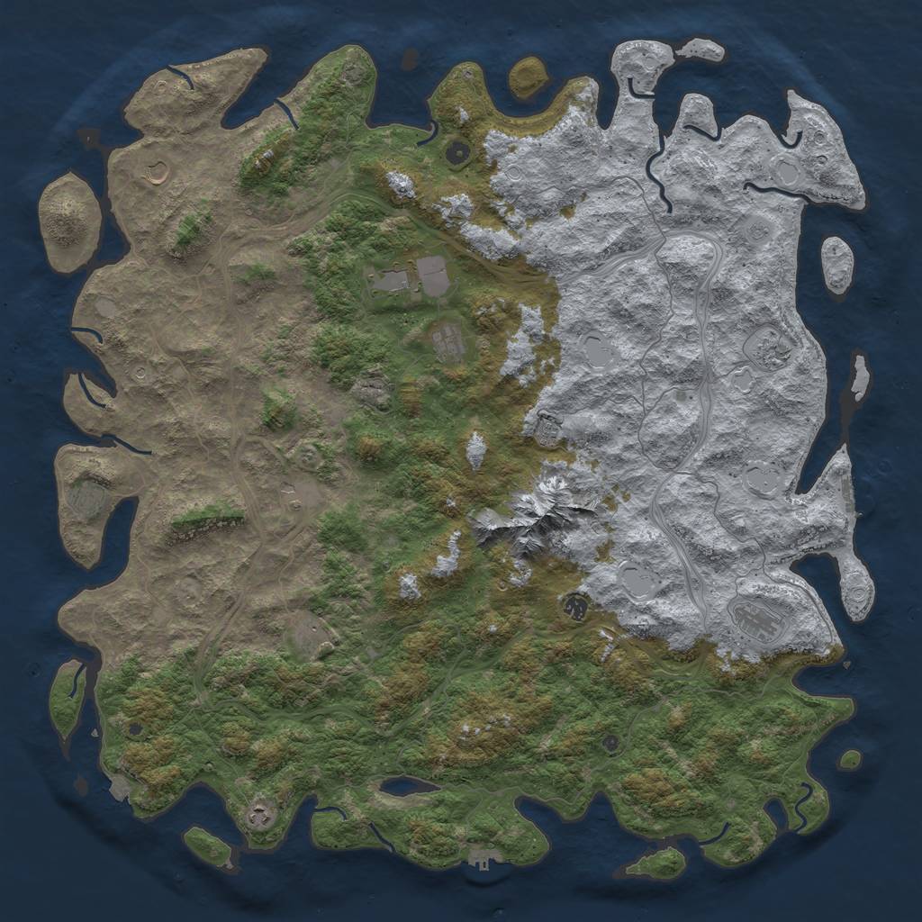 Rust Map: Procedural Map, Size: 6000, Seed: 420696969, 19 Monuments