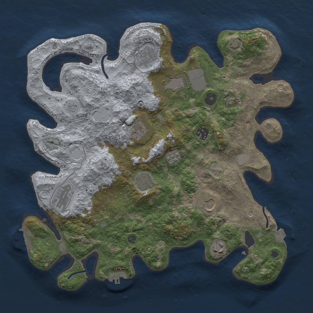 Rust Map: Procedural Map, Size: 3750, Seed: 23655615, 18 Monuments