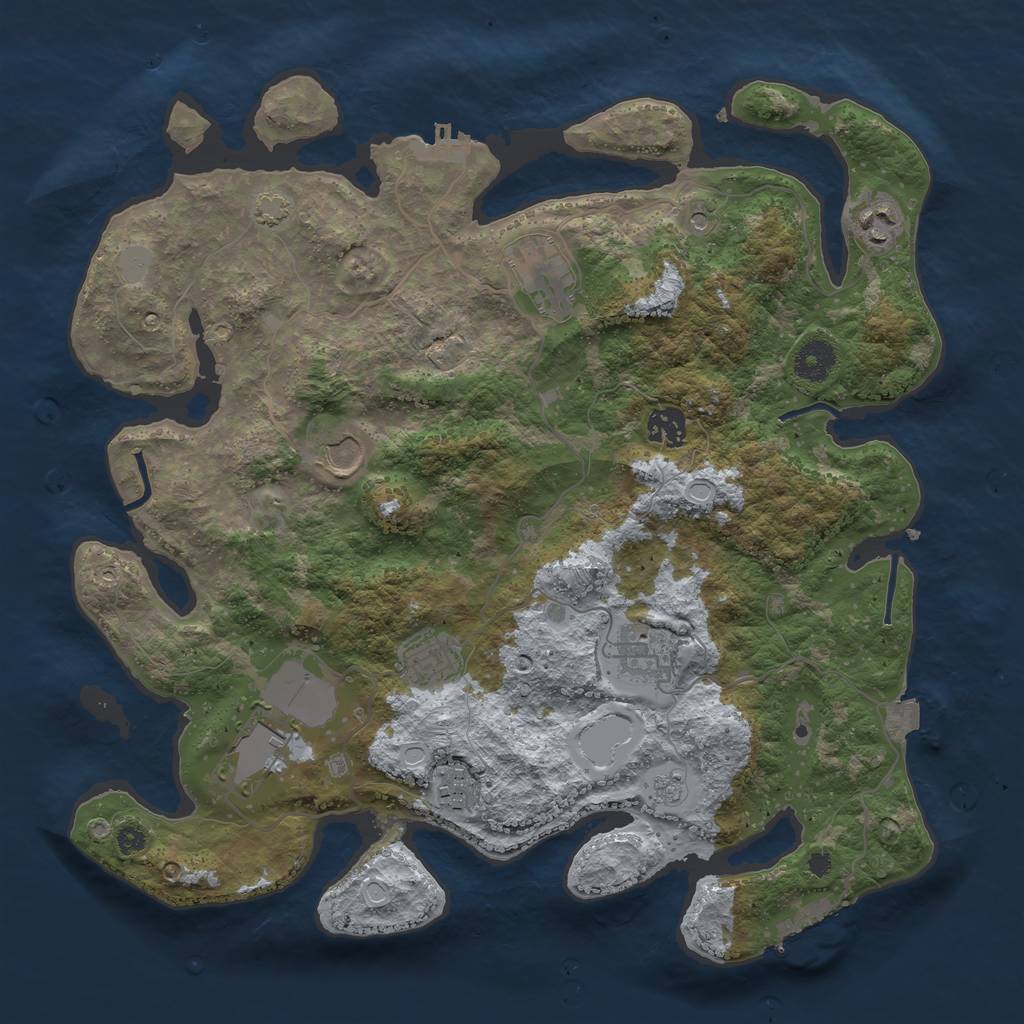 Rust Map: Procedural Map, Size: 3750, Seed: 28842533, 16 Monuments