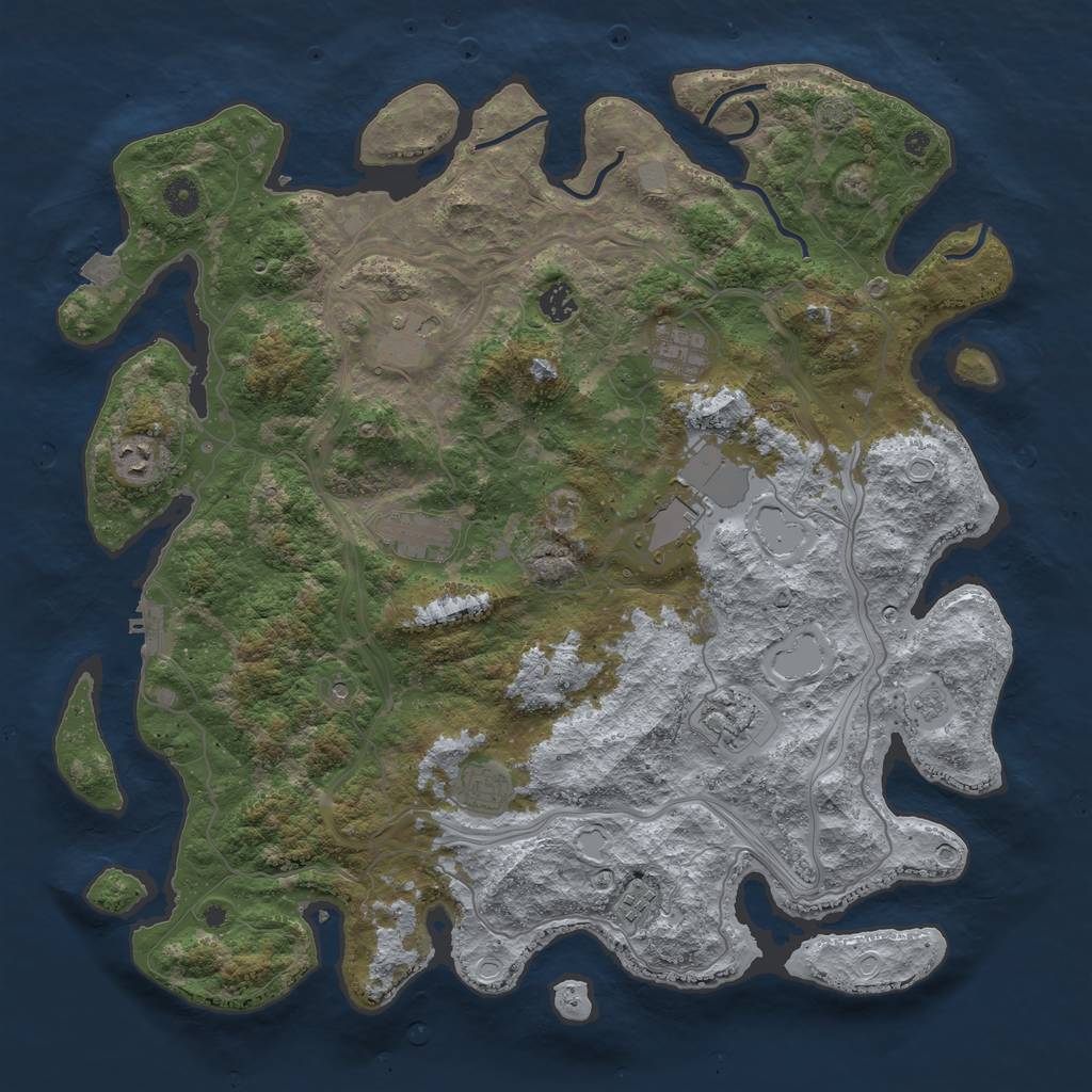 Rust Map: Procedural Map, Size: 4400, Seed: 93053866, 16 Monuments
