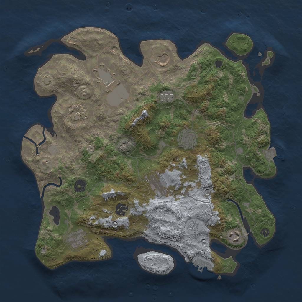 Rust Map: Procedural Map, Size: 3600, Seed: 59354130, 16 Monuments