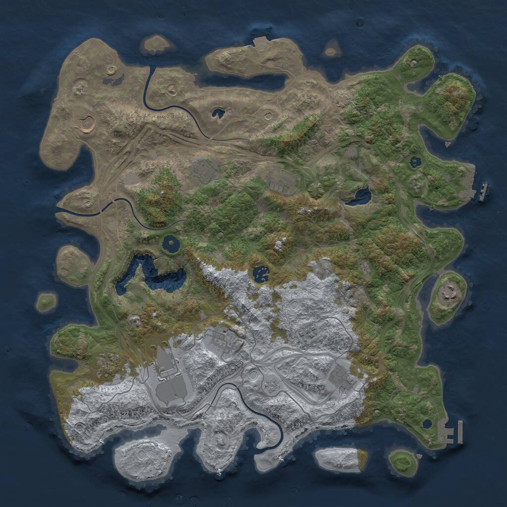 Rust Map: Procedural Map, Size: 4400, Seed: 27287032, 16 Monuments