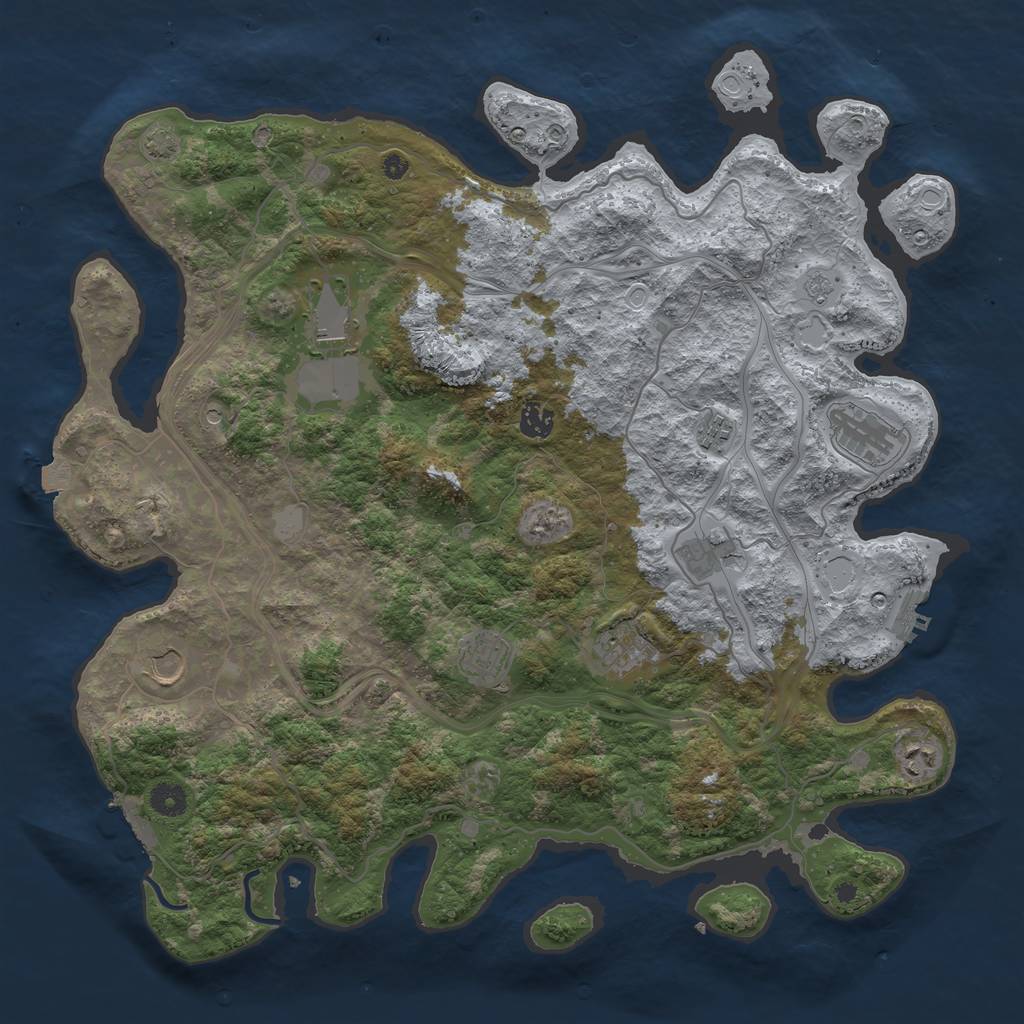 Rust Map: Procedural Map, Size: 4300, Seed: 76993423, 17 Monuments