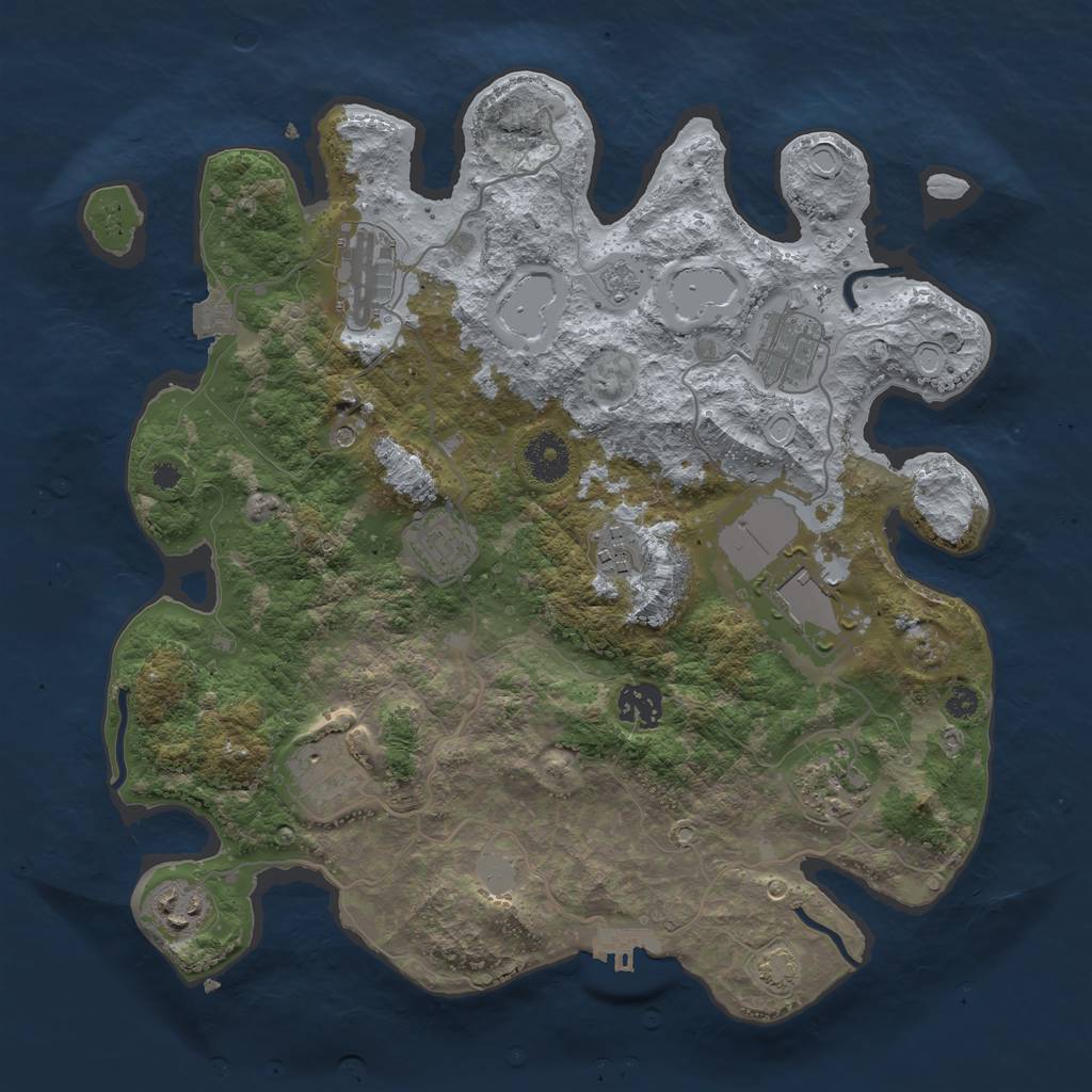 Rust Map: Procedural Map, Size: 3500, Seed: 616005254, 16 Monuments
