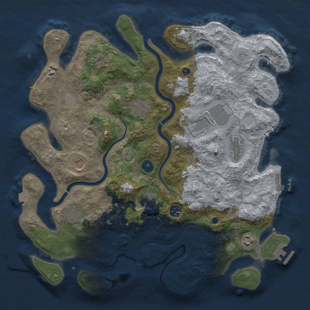 Rust Map: Procedural Map, Size: 3950, Seed: 51833498, 16 Monuments