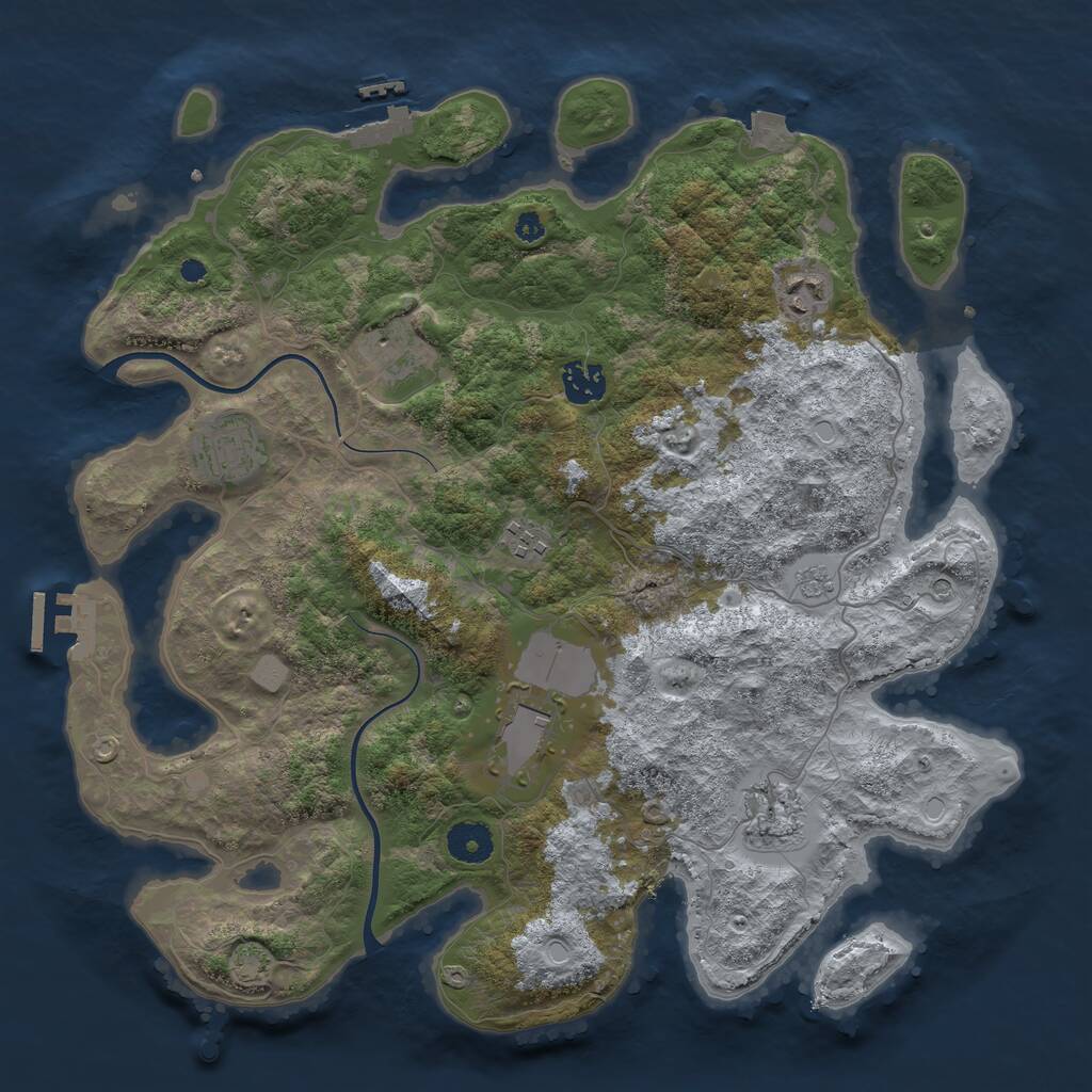 Rust Map: Procedural Map, Size: 3700, Seed: 60186177, 13 Monuments