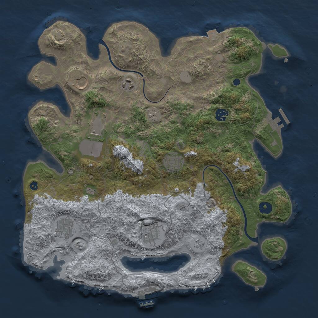 Rust Map: Procedural Map, Size: 3700, Seed: 93346063, 14 Monuments
