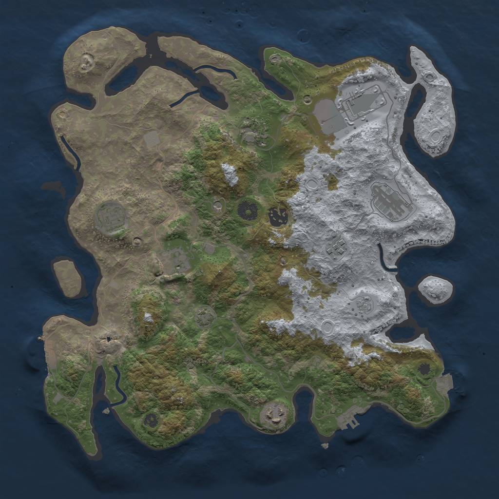 Rust Map: Procedural Map, Size: 3700, Seed: 40424887, 16 Monuments