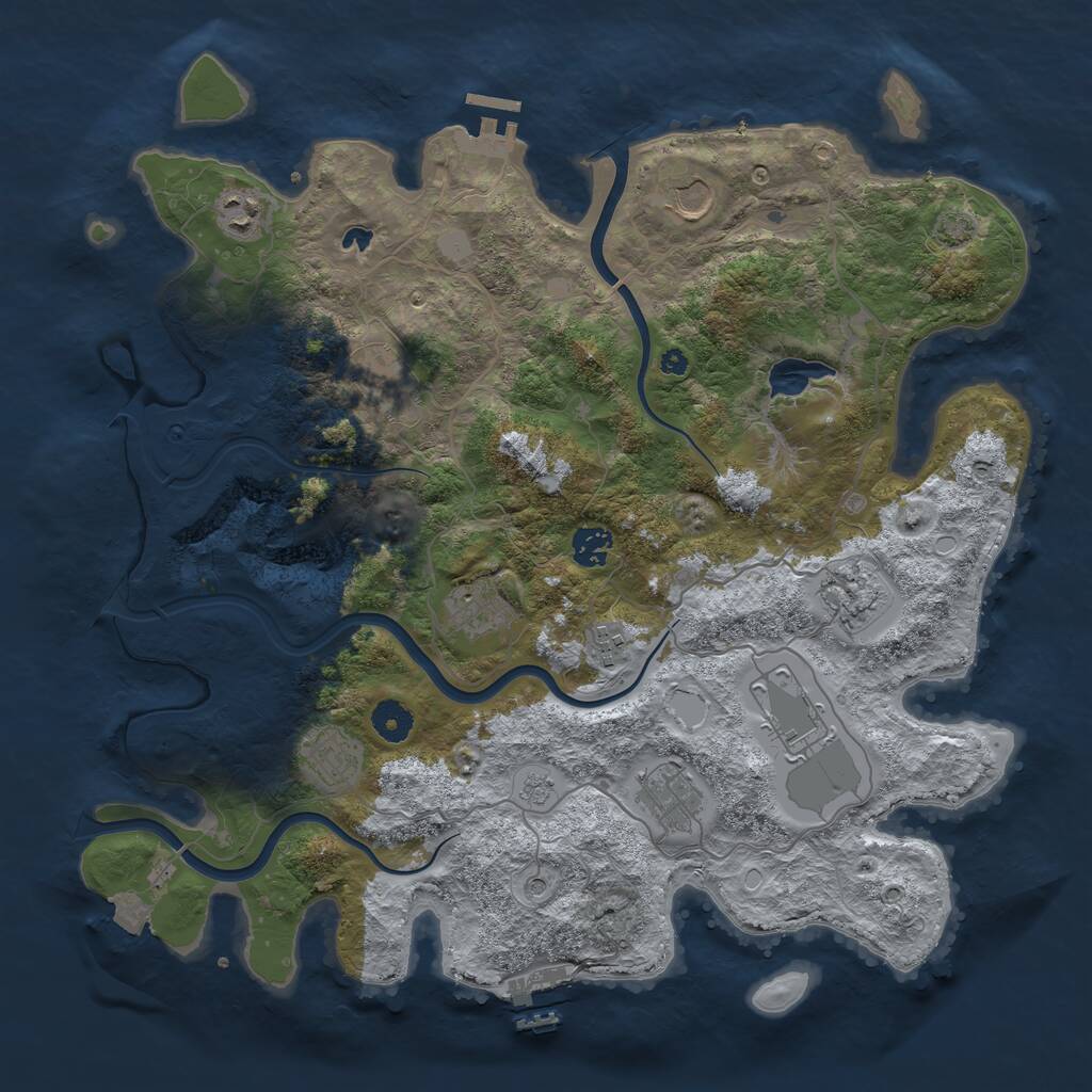 Rust Map: Procedural Map, Size: 4000, Seed: 54664780, 16 Monuments