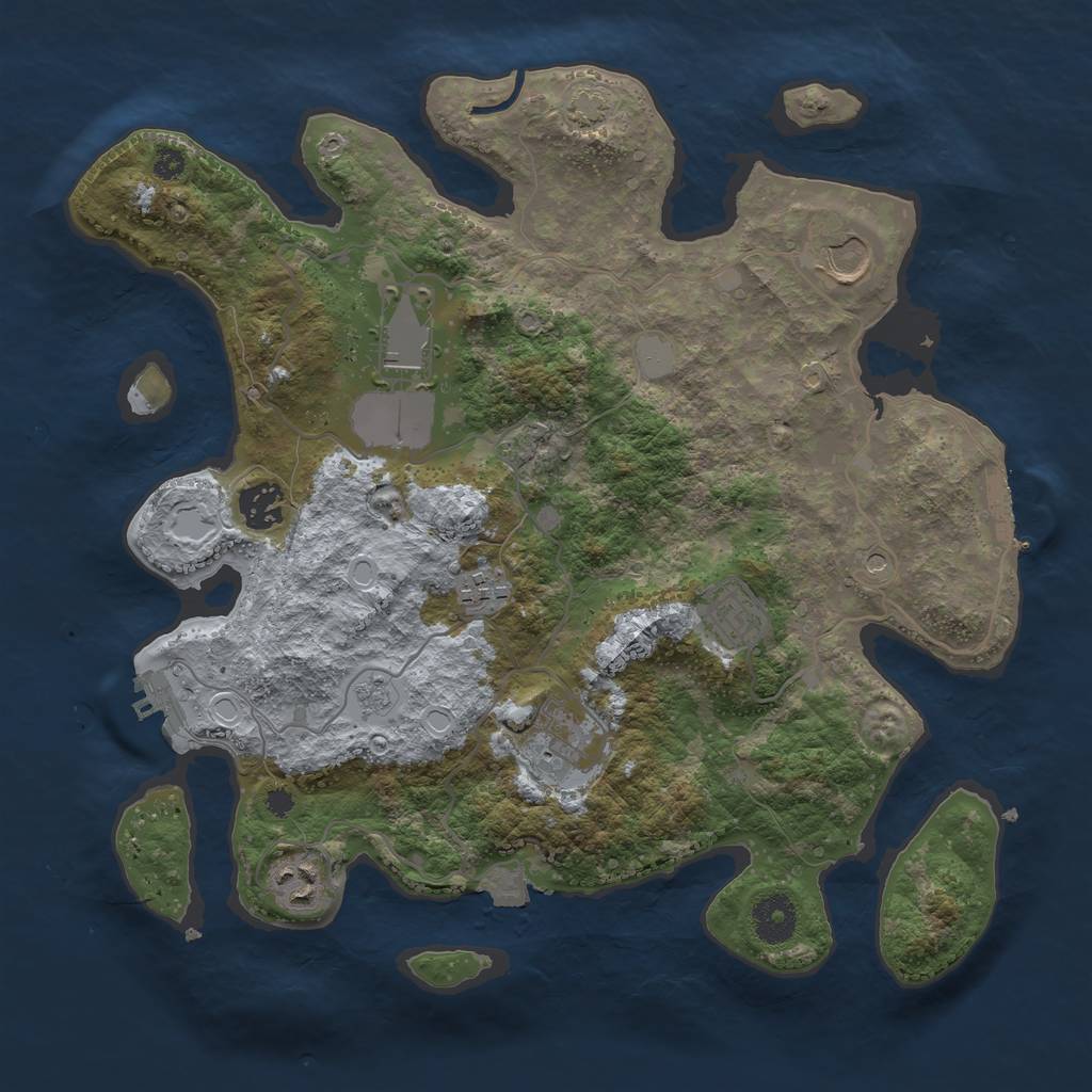 Rust Map: Procedural Map, Size: 3500, Seed: 1018465393, 15 Monuments