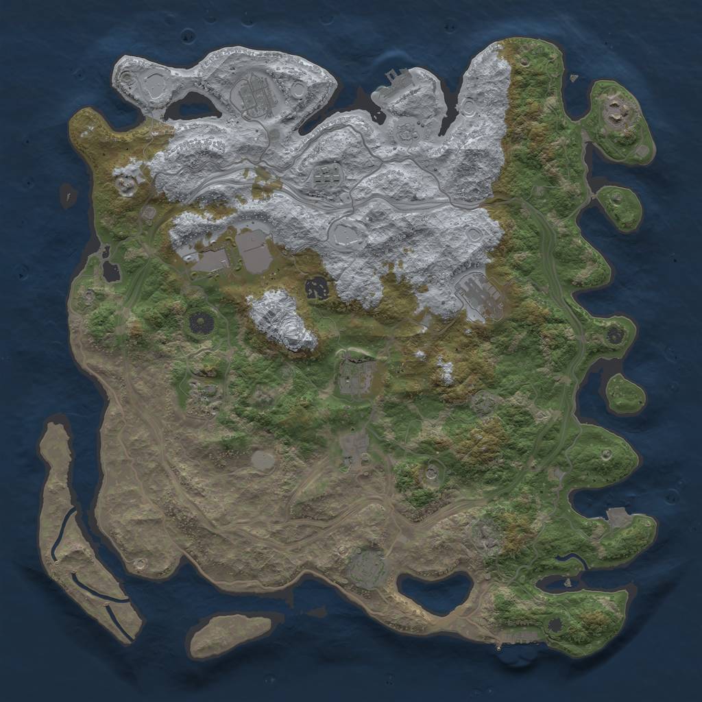 Rust Map: Procedural Map, Size: 4300, Seed: 43237676, 18 Monuments