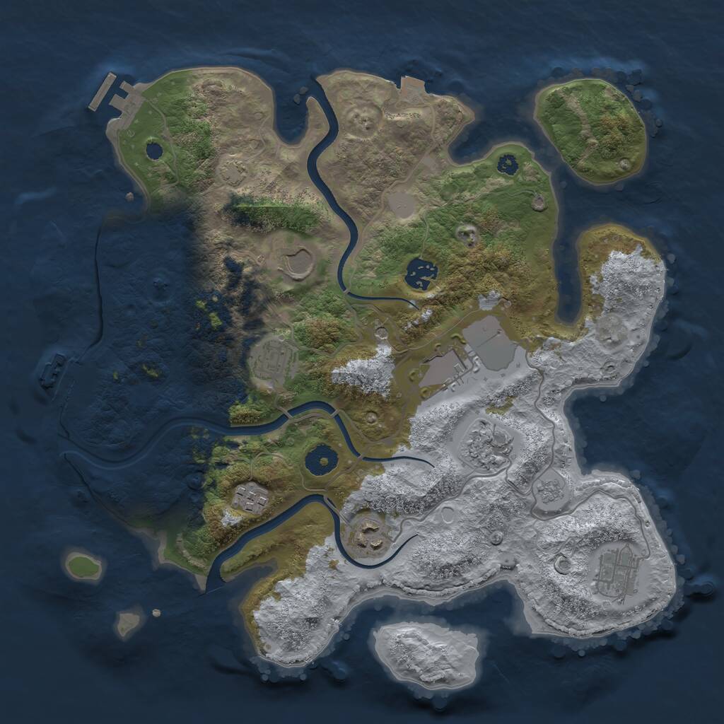 Rust Map: Procedural Map, Size: 3500, Seed: 46334924, 14 Monuments
