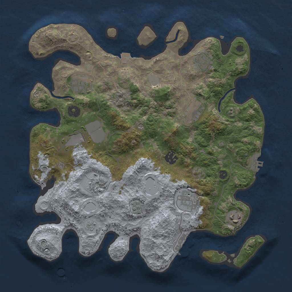 Rust Map: Procedural Map, Size: 3500, Seed: 17506553, 17 Monuments