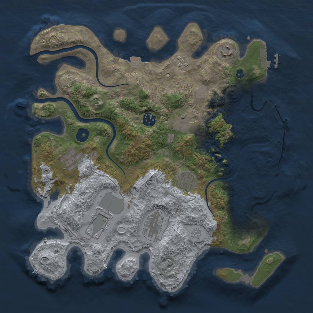 Rust Map: Procedural Map, Size: 3500, Seed: 17506553, 14 Monuments