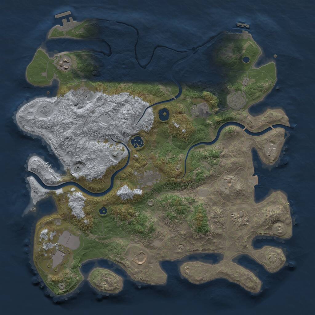 Rust Map: Procedural Map, Size: 3950, Seed: 67912221, 16 Monuments