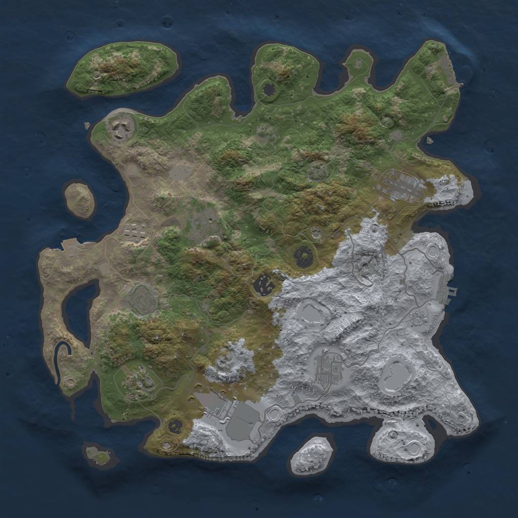 Rust Map: Procedural Map, Size: 3700, Seed: 75157481, 17 Monuments