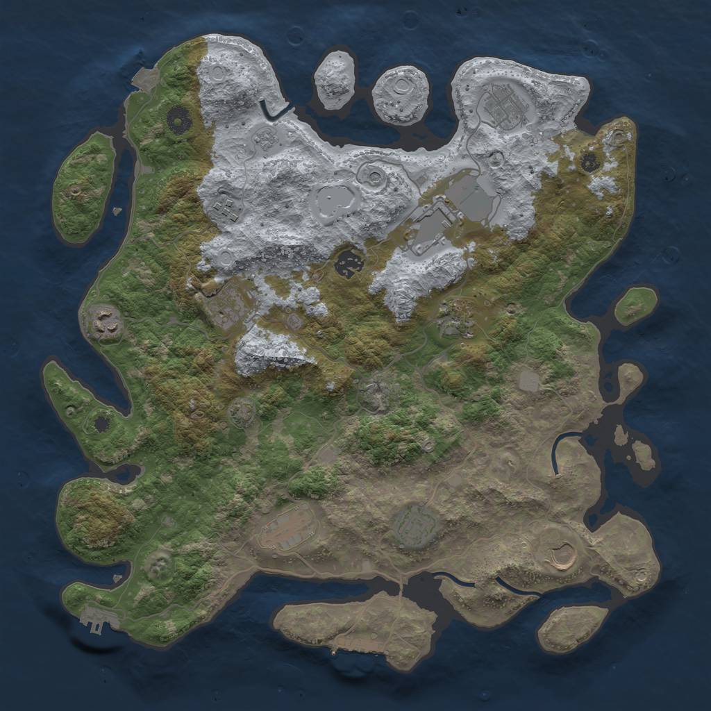 Rust Map: Procedural Map, Size: 3950, Seed: 37607612, 18 Monuments