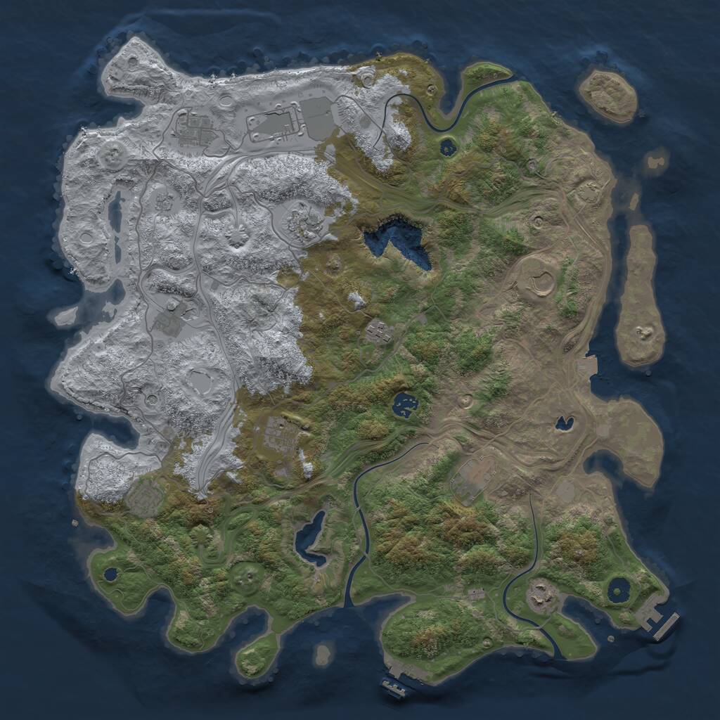 Rust Map: Procedural Map, Size: 4400, Seed: 27256636, 17 Monuments