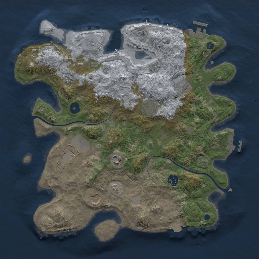 Rust Map: Procedural Map, Size: 3600, Seed: 50443316, 14 Monuments