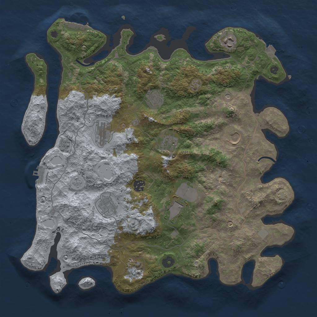 Rust Map: Procedural Map, Size: 4000, Seed: 91289951, 18 Monuments