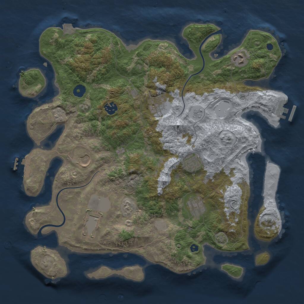 Rust Map: Procedural Map, Size: 3700, Seed: 18720857, 14 Monuments