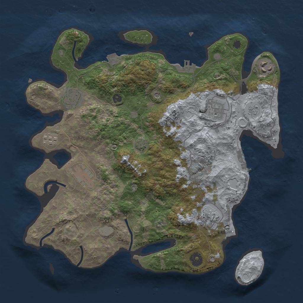 Rust Map: Procedural Map, Size: 3400, Seed: 8393768, 14 Monuments