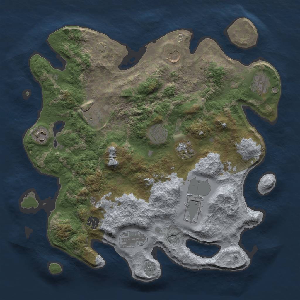 Rust Map: Barren, Size: 3650, Seed: 7332409, 14 Monuments
