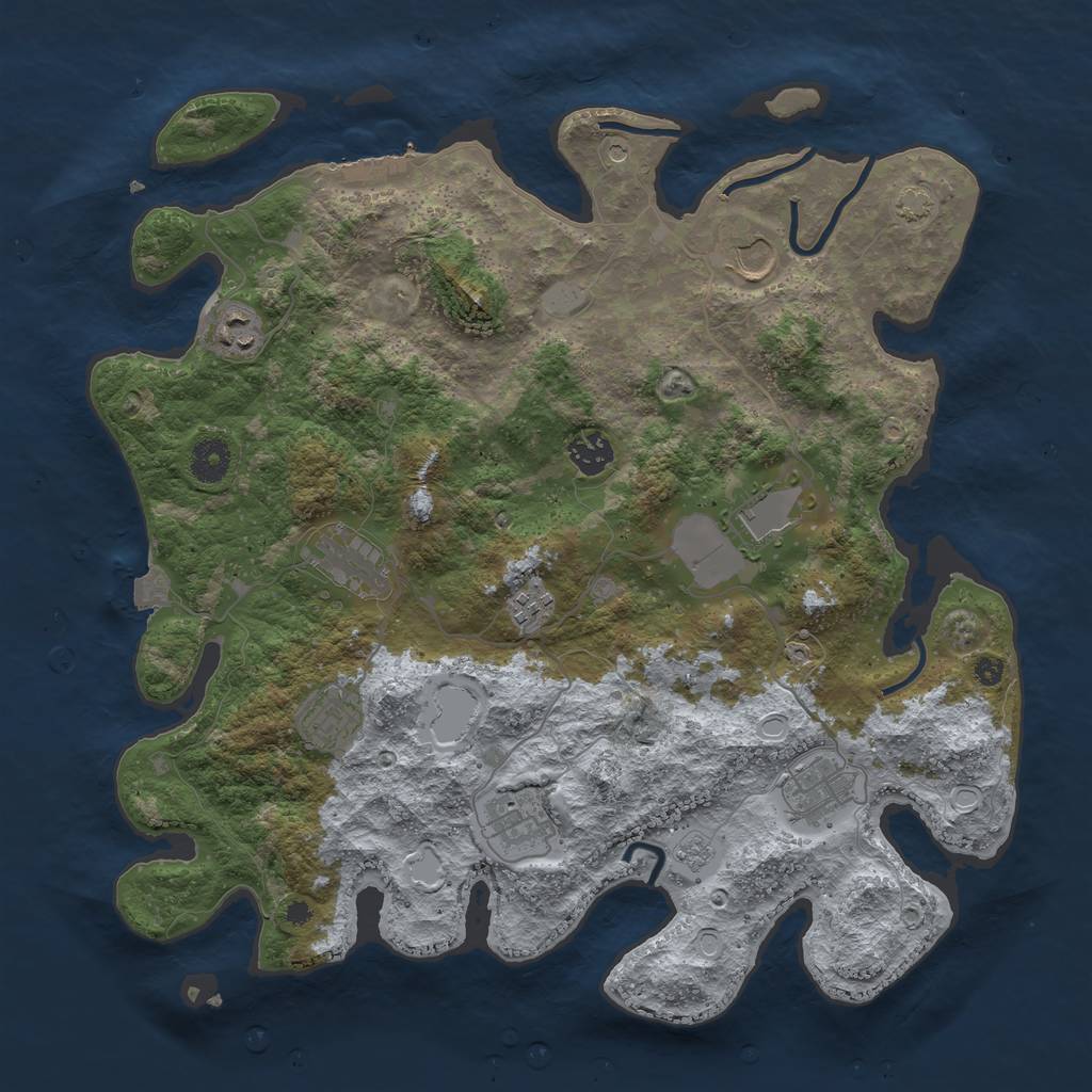 Rust Map: Procedural Map, Size: 3850, Seed: 95092996, 16 Monuments