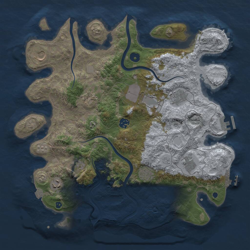 Rust Map: Procedural Map, Size: 3800, Seed: 73376011, 16 Monuments