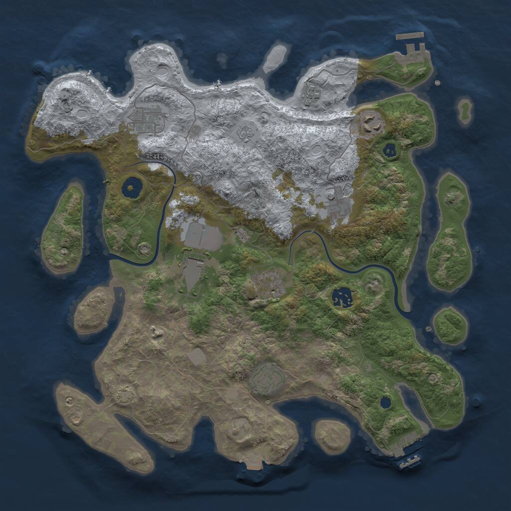 Rust Map: Procedural Map, Size: 3650, Seed: 98684660, 13 Monuments