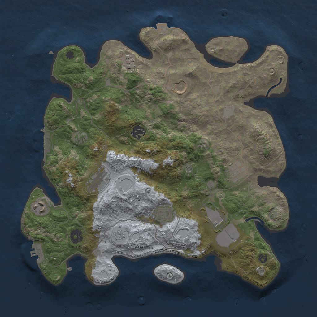 Rust Map: Procedural Map, Size: 3500, Seed: 49076502, 16 Monuments