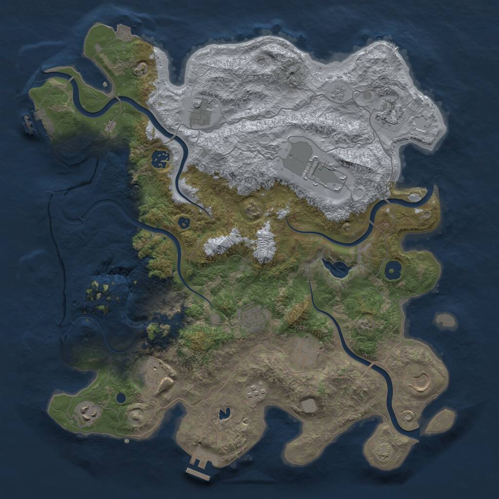 Rust Map: Procedural Map, Size: 4100, Seed: 36639554, 16 Monuments