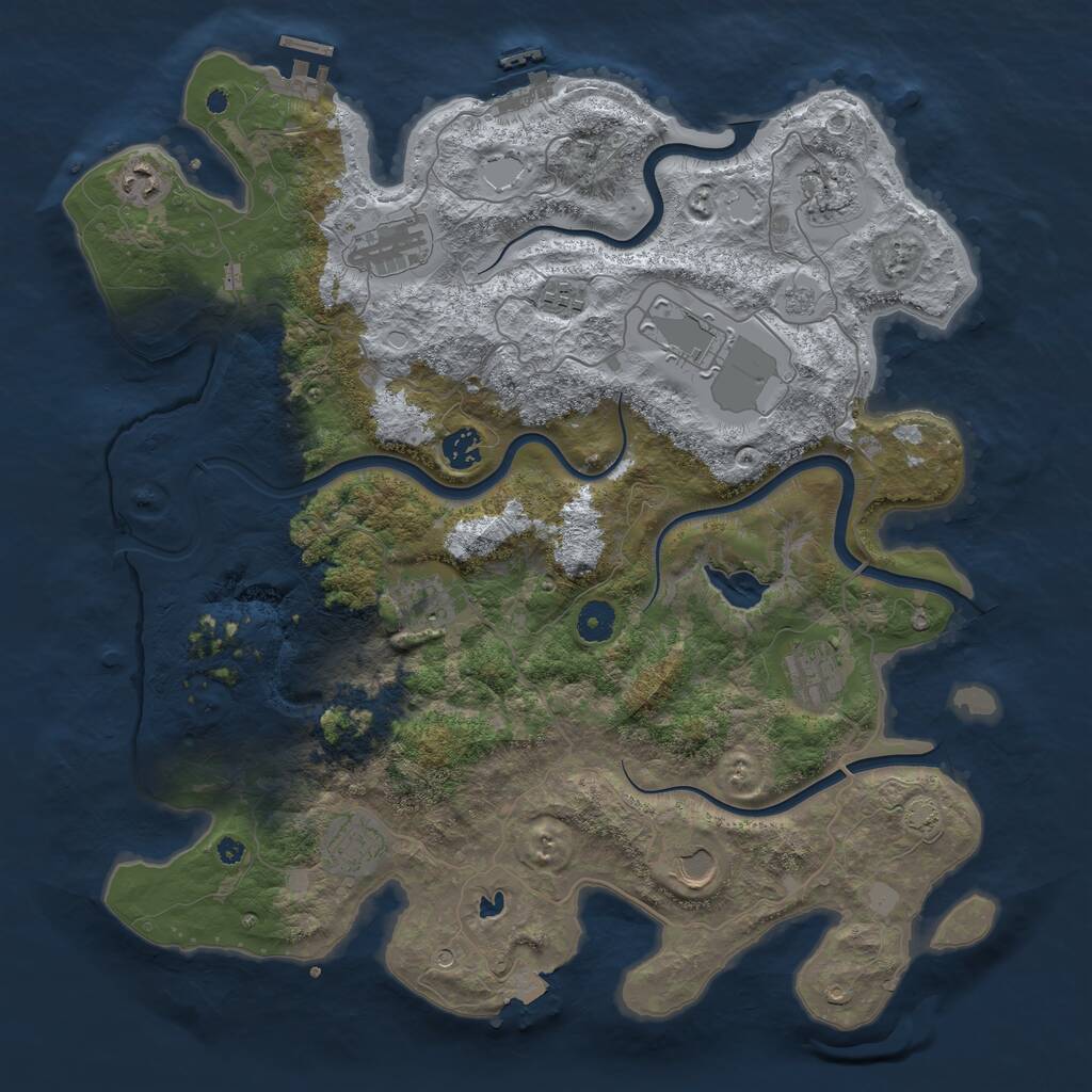 Rust Map: Procedural Map, Size: 4100, Seed: 36639554, 16 Monuments