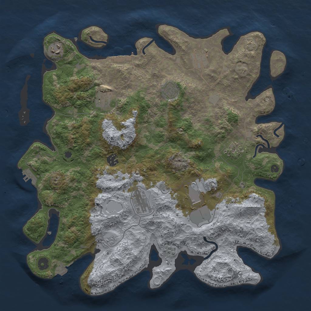 Rust Map: Procedural Map, Size: 3950, Seed: 56997515, 17 Monuments