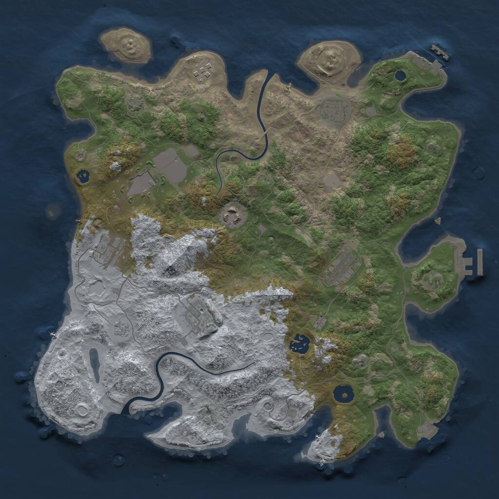 Rust Map: Procedural Map, Size: 3800, Seed: 22827841, 14 Monuments
