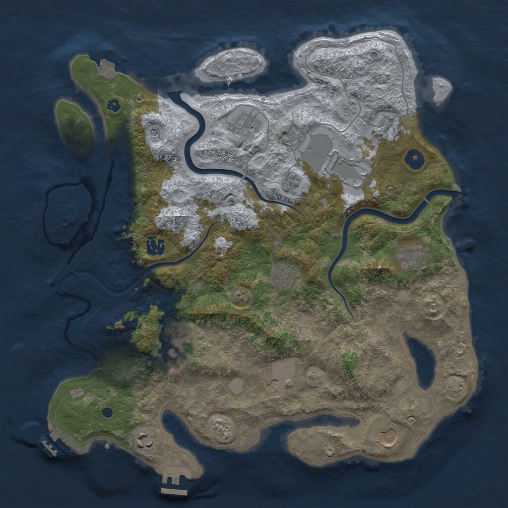 Rust Map: Procedural Map, Size: 3950, Seed: 17955747, 17 Monuments