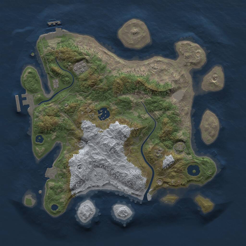 Rust Map: Procedural Map, Size: 3000, Seed: 1647535219, 8 Monuments